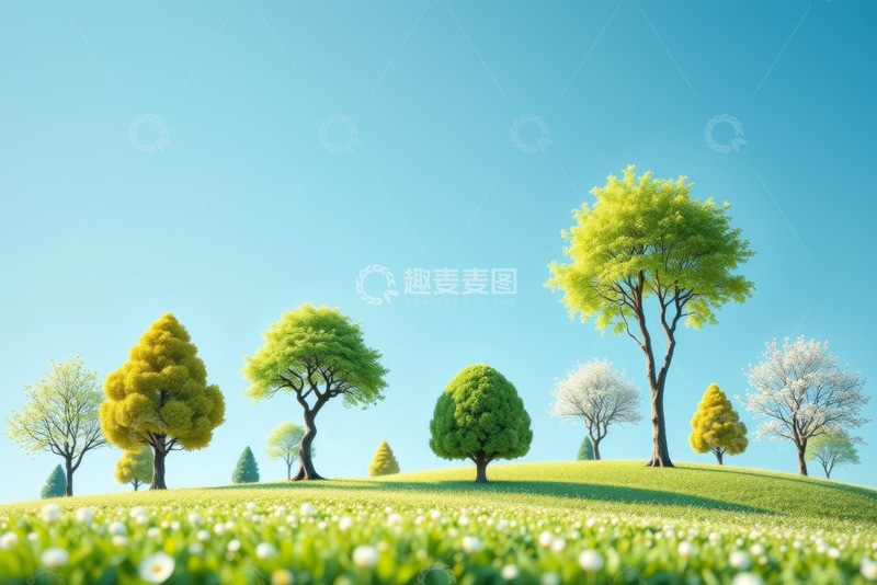 高清大图下载【趣麦麦图】户外绿色草地树木风景