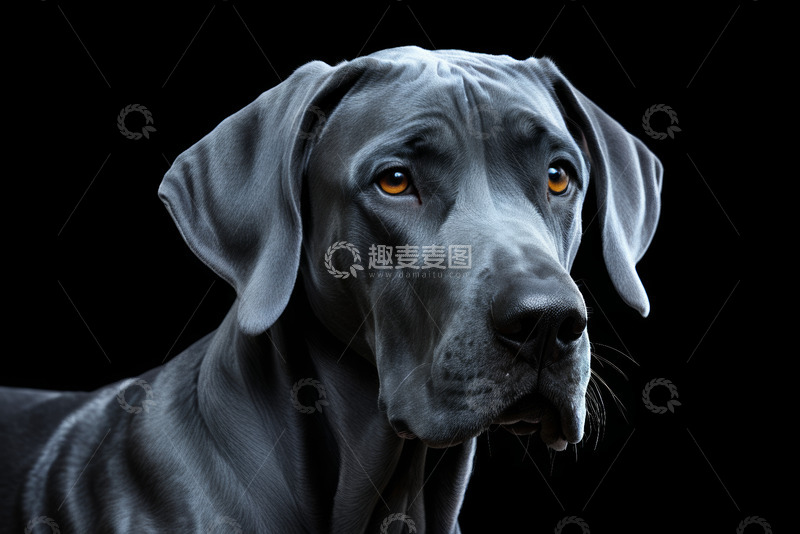 高清大图下载【趣麦麦图】大丹犬黑色背景特写