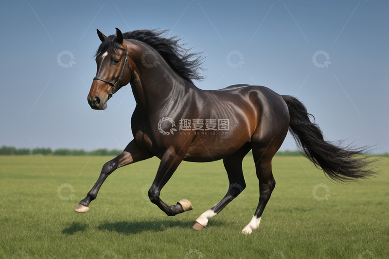 高清大图下载【趣麦麦图】草原上奔跑的骏马
