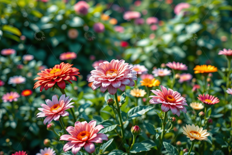 高清大图下载【趣麦麦图】多彩花卉盛开的自然场景