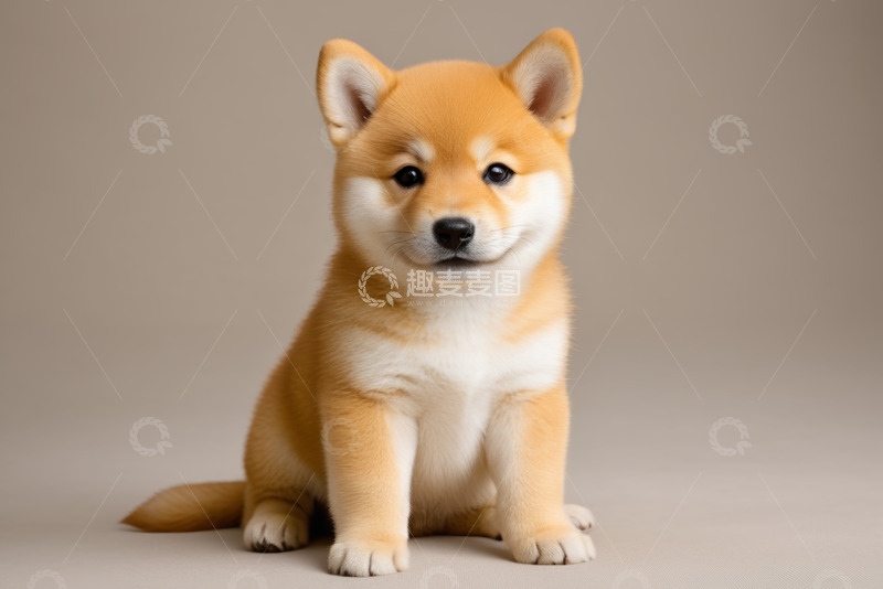 高清大图下载【趣麦麦图】可爱柴犬幼犬正面坐姿