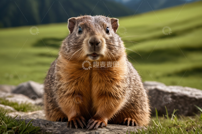 高清大图下载【趣麦麦图】草原上的土拨鼠特写