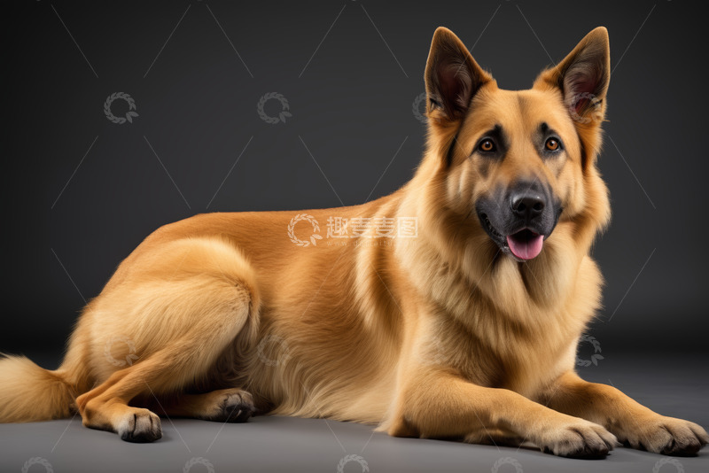 高清大图下载【趣麦麦图】德国牧羊犬趴卧特写