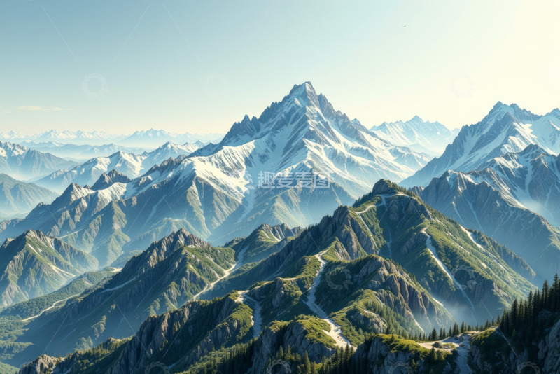 高清大图下载【趣麦麦图】雪山自然风光全景