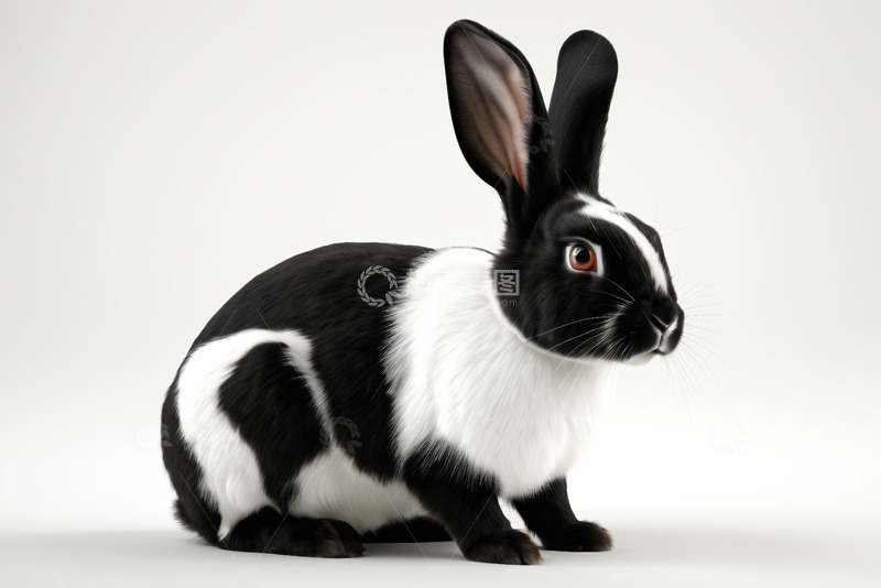 高清大图下载【趣麦麦图】黑白相间兔子特写