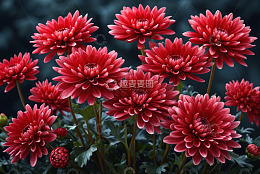 红色菊花特写