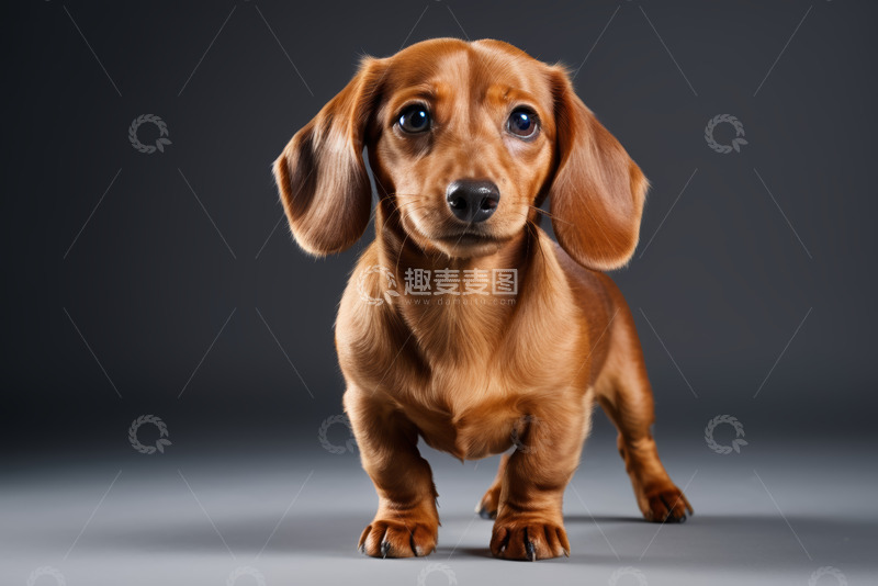 高清大图下载【趣麦麦图】棕色腊肠犬特写