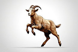 跃起的山羊插画素材