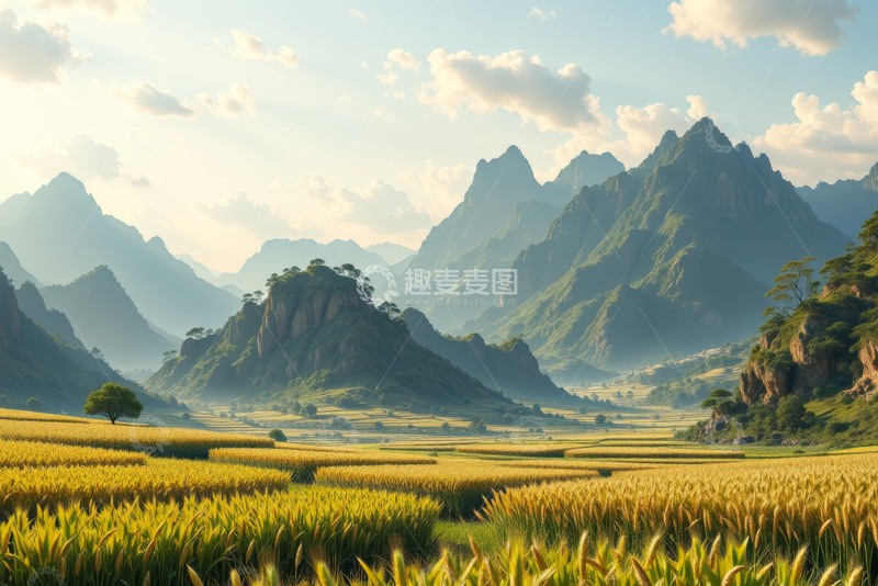 高清大图下载【趣麦麦图】田野山峦自然风光全景