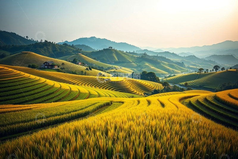 高清大图下载【趣麦麦图】乡村梯田自然风光全景