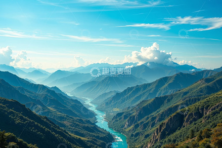 山川河流自然风光全景