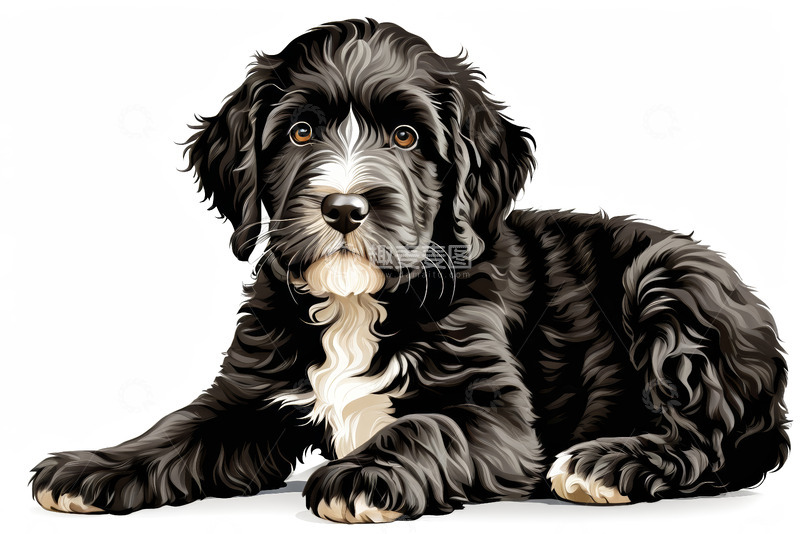 高清大图下载【趣麦麦图】趴着的可爱黑色毛发小狗