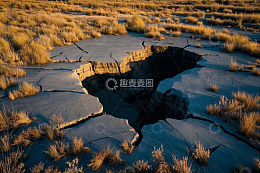 干旱地区土地开裂场景