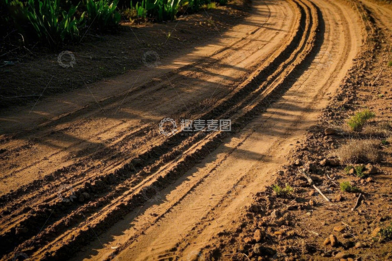高清大图下载【趣麦麦图】乡村泥土道路车辙印景象