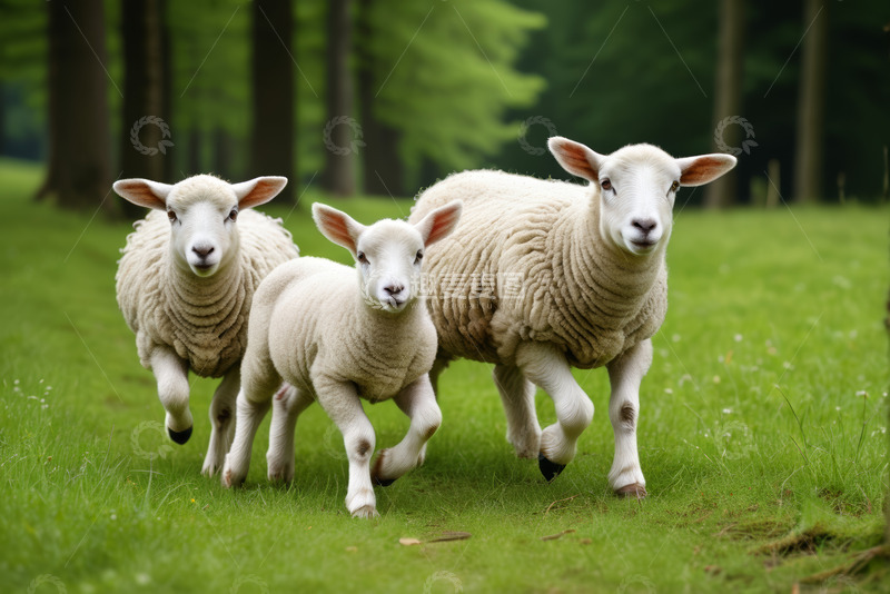 高清大图下载【趣麦麦图】草地上奔跑的羊群