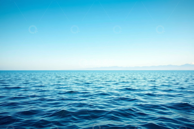 高清大图下载【趣麦麦图】蓝色海洋与晴朗天空景观