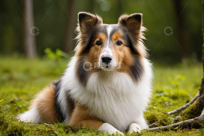 高清大图下载【趣麦麦图】林间草地的牧羊犬
