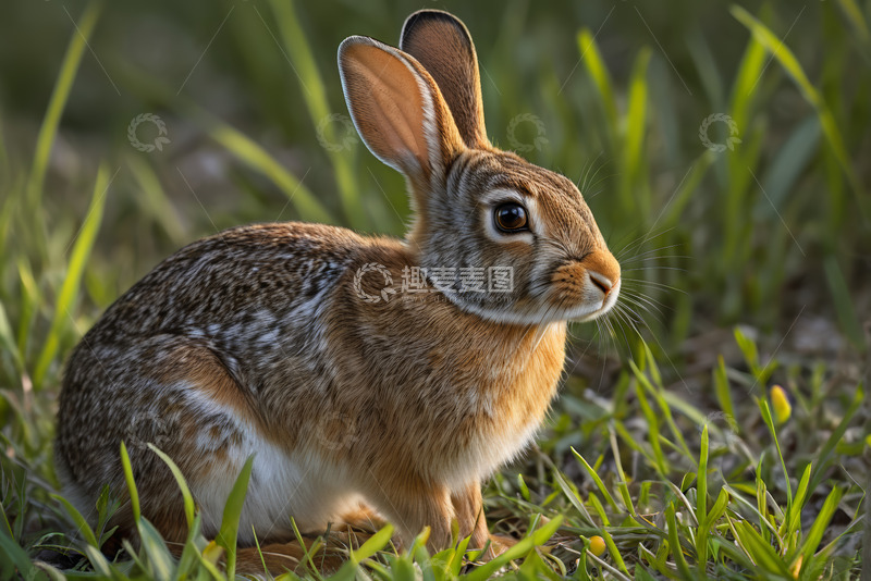 高清大图下载【趣麦麦图】草地上的野兔特写