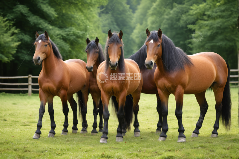 高清大图下载【趣麦麦图】草地上站立的几匹马