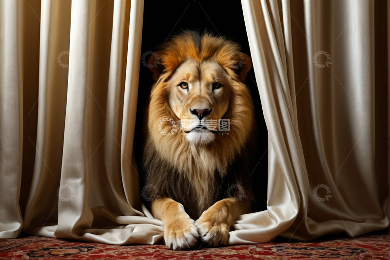 高清大图下载【趣麦麦图】帷幕后雄狮特写