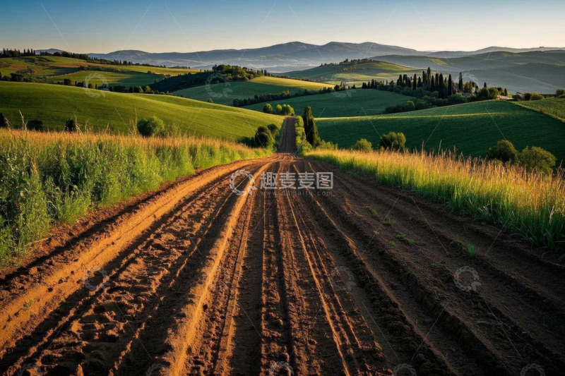高清大图下载【趣麦麦图】田野间的泥土道路与自然风光