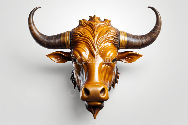 高清大图下载【趣麦麦图】3D立体公牛头部雕塑