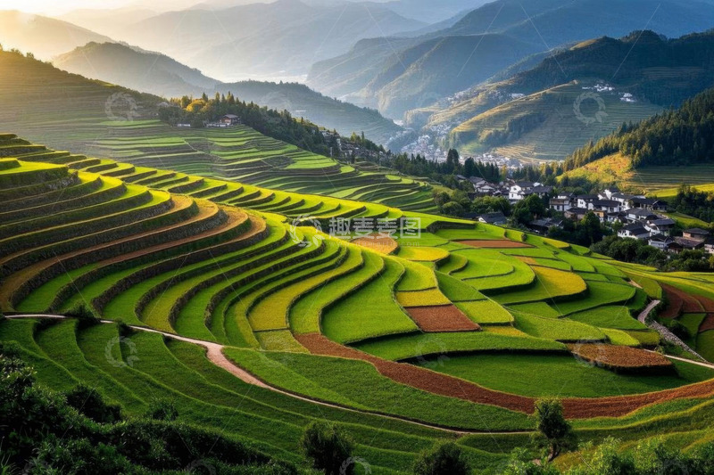 高清大图下载【趣麦麦图】山间梯田自然风光