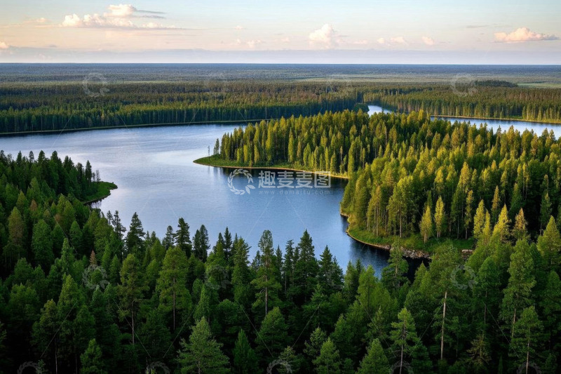 高清大图下载【趣麦麦图】森林湖泊自然风光鸟瞰