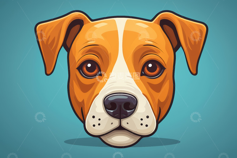 高清大图下载【趣麦麦图】卡通风格小狗头部特写