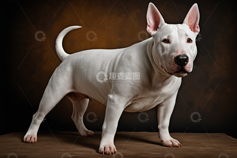 高清大图下载【趣麦麦图】白色牛头梗宠物狗肖像