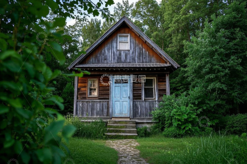 高清大图下载【趣麦麦图】林间木屋自然景观