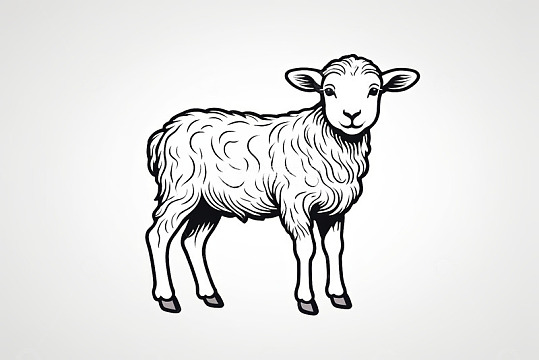 手绘风格站立绵羊图案