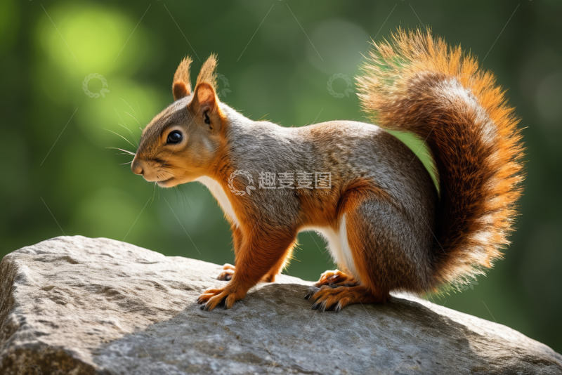 高清大图下载【趣麦麦图】岩石上站立的松鼠特写
