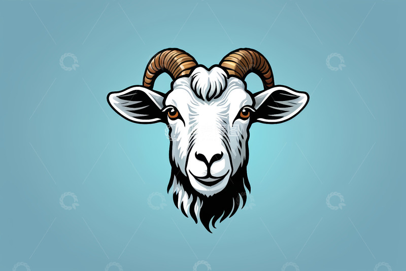 高清大图下载【趣麦麦图】卡通山羊头像插画