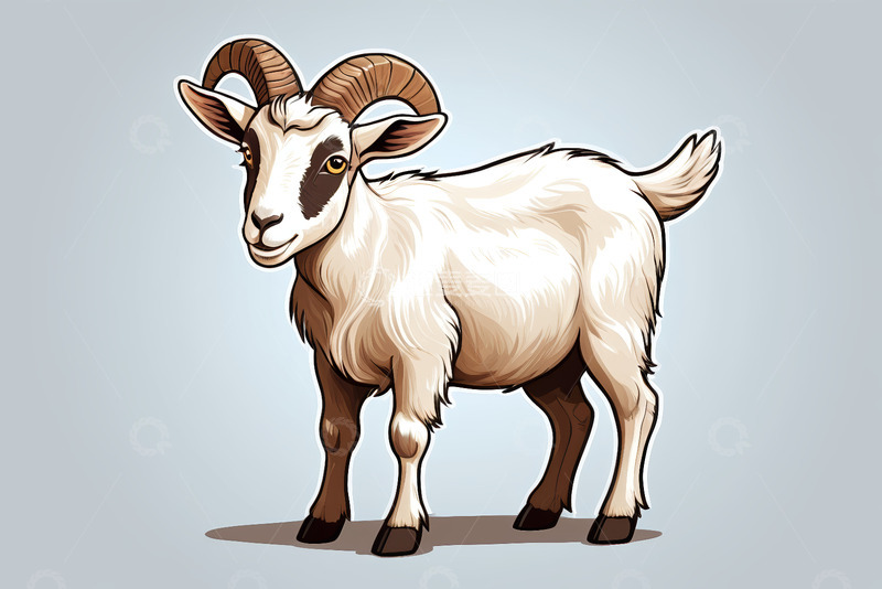高清大图下载【趣麦麦图】卡通山羊插画素材