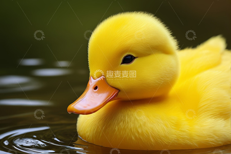 黄色小鸭子水中特写