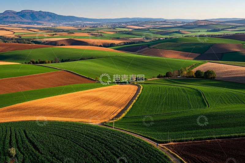 高清大图下载【趣麦麦图】俯瞰多彩农田风光