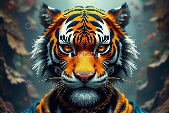 拟人老虎特写素材