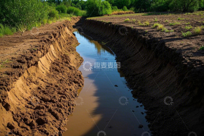 高清大图下载【趣麦麦图】户外田野中的小河景观