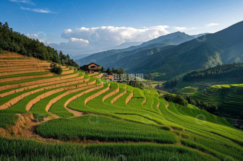 高清大图下载【趣麦麦图】山间梯田田园风光