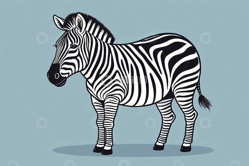 高清大图下载【趣麦麦图】站立的斑马插画素材