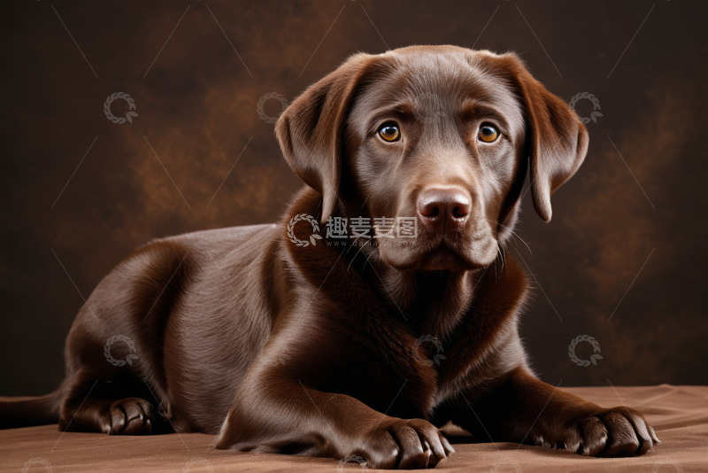 高清大图下载【趣麦麦图】棕色拉布拉多犬趴卧特写