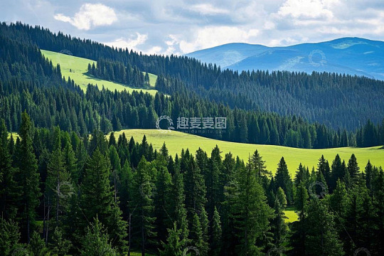 山林间绿色山坡自然风光