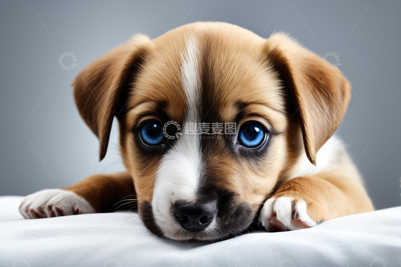 高清大图下载【趣麦麦图】可爱小狗趴卧特写