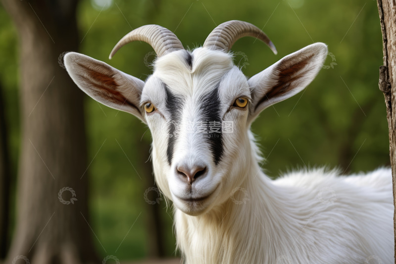 高清大图下载【趣麦麦图】白山羊特写近景