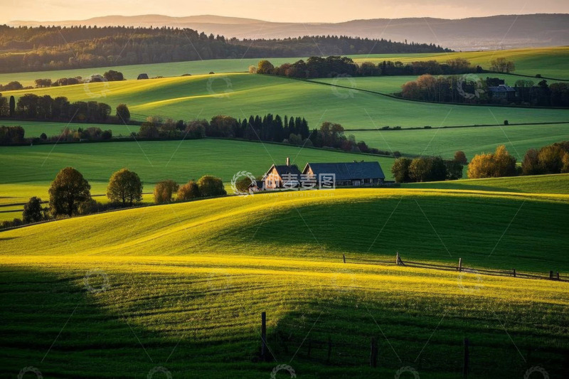 高清大图下载【趣麦麦图】田园风光中的乡村小屋