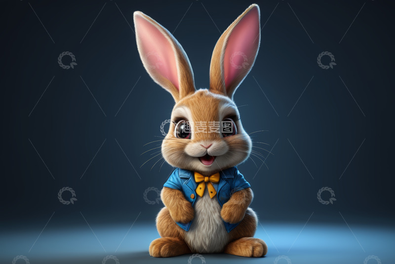 高清大图下载【趣麦麦图】穿着服饰的可爱动画兔子