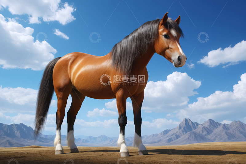 高清大图下载【趣麦麦图】旷野中站立的骏马
