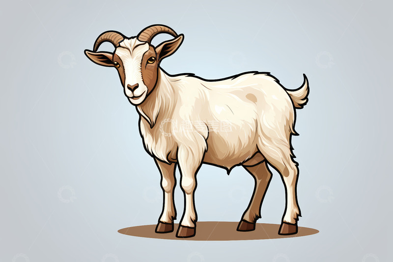 高清大图下载【趣麦麦图】站立的卡通山羊插画素材