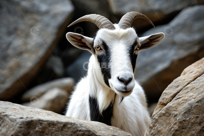 高清大图下载【趣麦麦图】岩石间的山羊特写